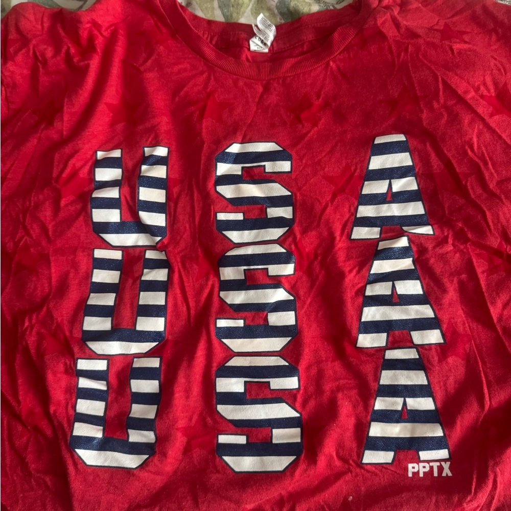 USA Striped Graphic Tee - Red